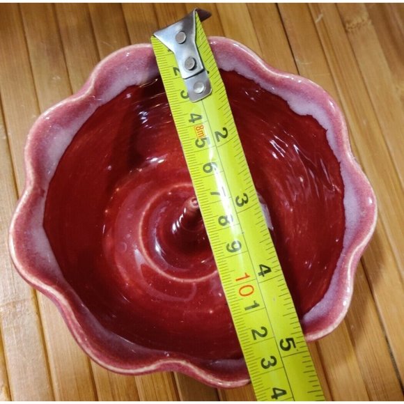John Garro Studio Art Pottery Pink Red Drip Glaze Apple Baker Signed Old Fort NC - Picture 11 of 11